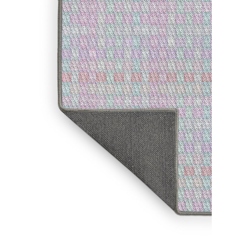 Tapis décoratif rose à carreaux Sansa, Rectangle 8 pi x 12 pi