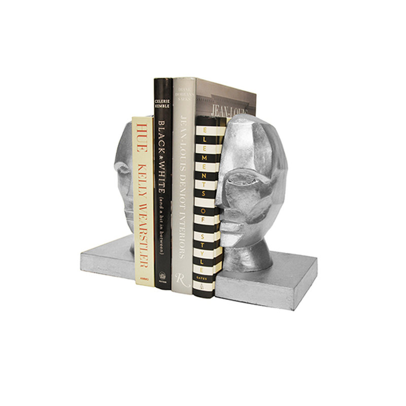 Edmund Profile Bookends, Silver