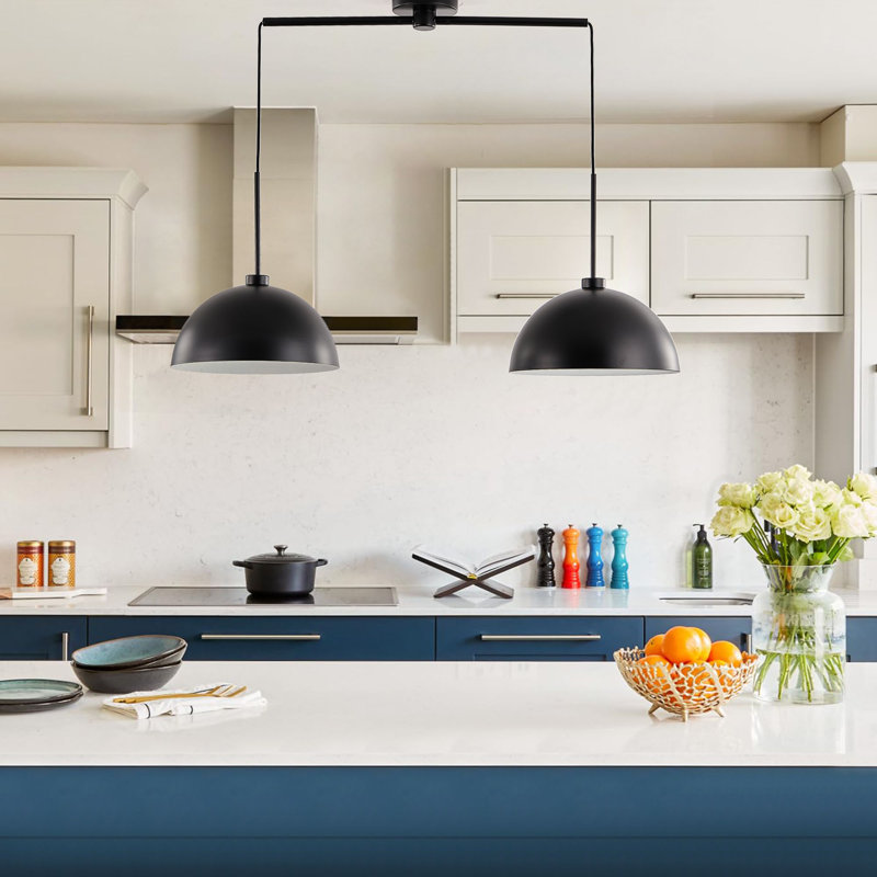 Black Pendant Light Double Head Adjustable Metal Hang Ceiling Lamp ,Kitchen/Bar/Restaurant Entryway/Warehouse