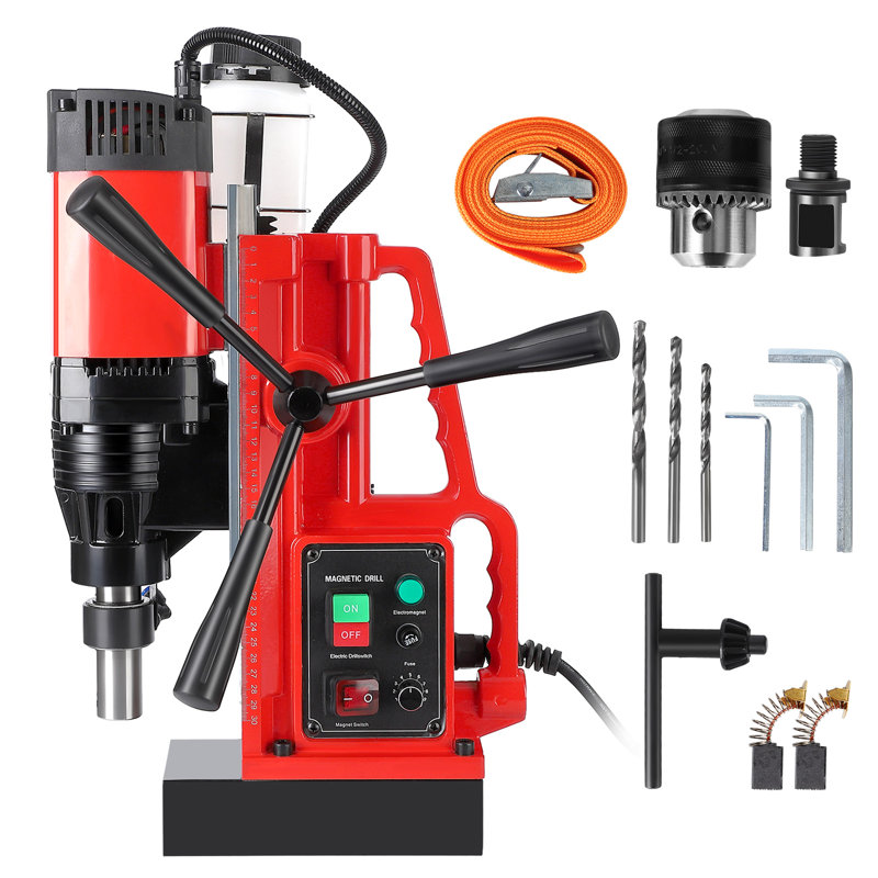 Perceuse magnétique 1550W 500RPM, perceuse portative à 10 vitesses avec mèches de 3 pièces, perceuse magnétique de haute précision pour les projets industriels de travail des métaux