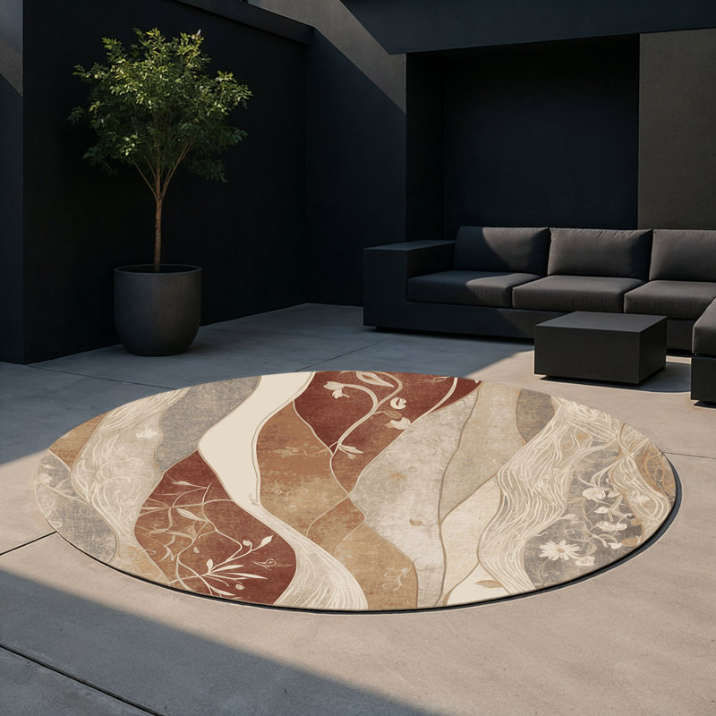 Tapis intérieur et extérieur Sunlit Ripple, Rond 5 pi