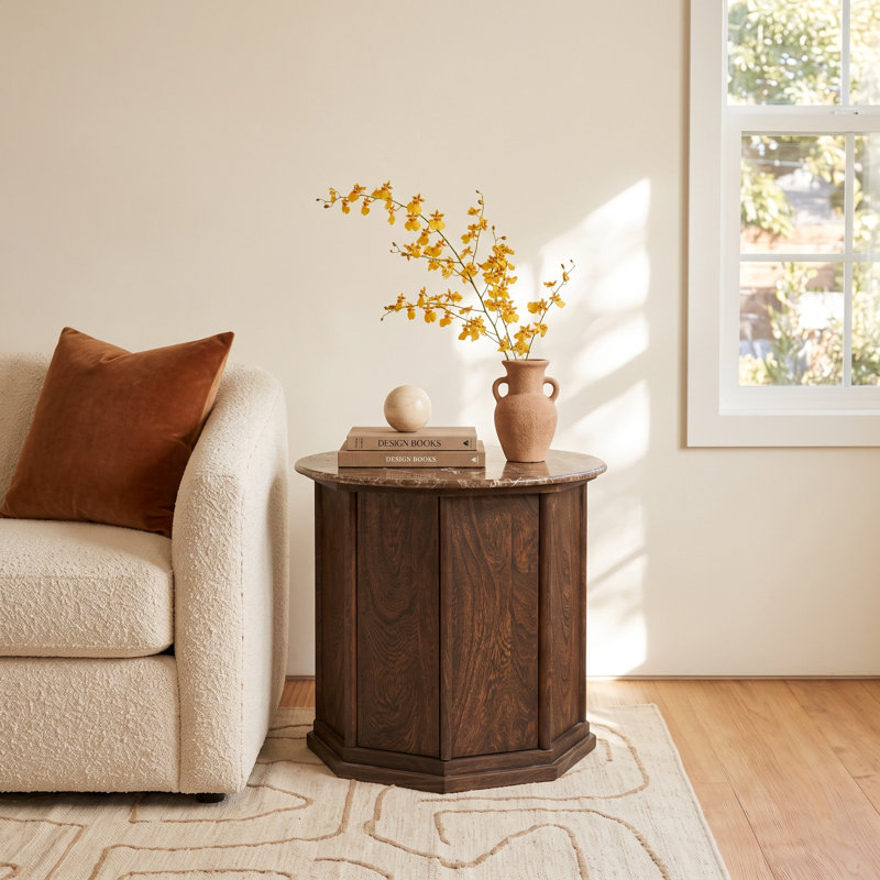 Agatha Cabinet End Table-Dark Brown Acacia