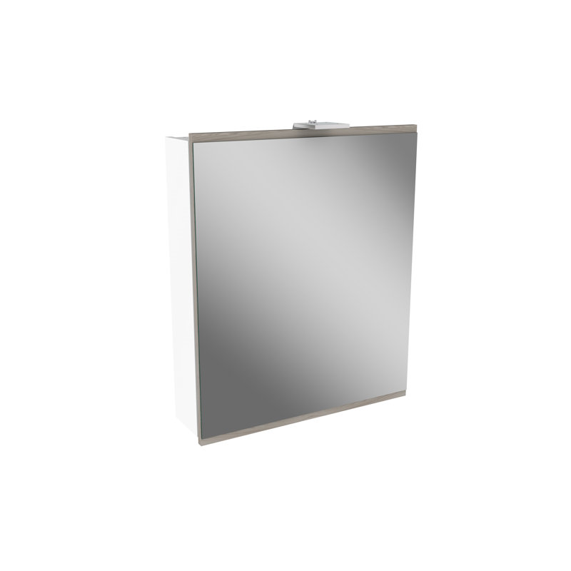 Lima 600mm W 730mm H Surface Frameless Medicine Cabinet Mirror Fixed, White/Stone ash