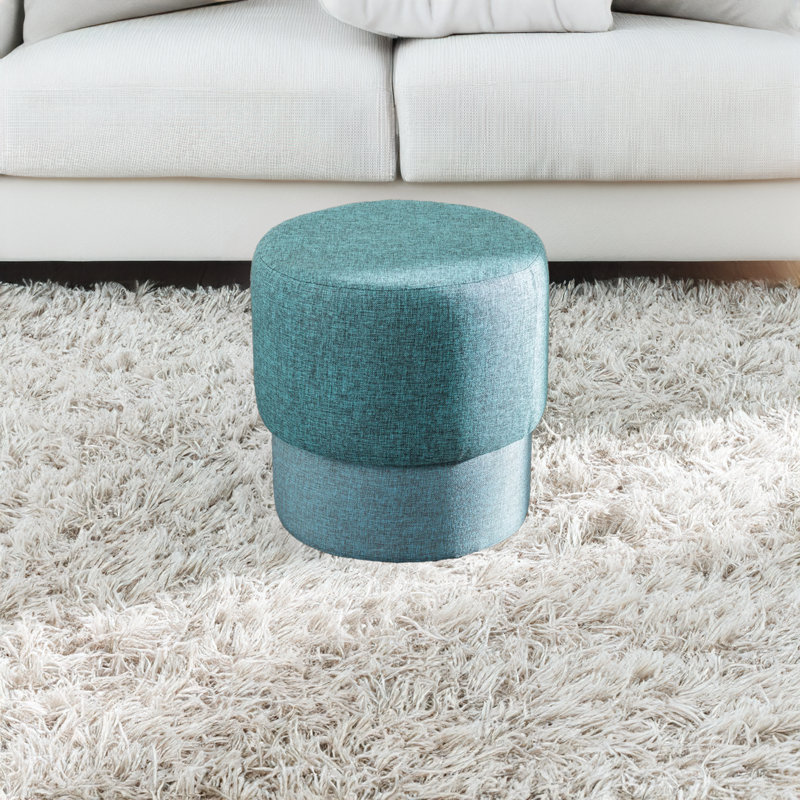 Repose-pieds rembourré Caiomhe, Polyester / coton bleu