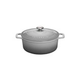 Chasseur French Enameled Cast Iron Oval Dutch Oven, 7.25-Quart, Celestial Grey.