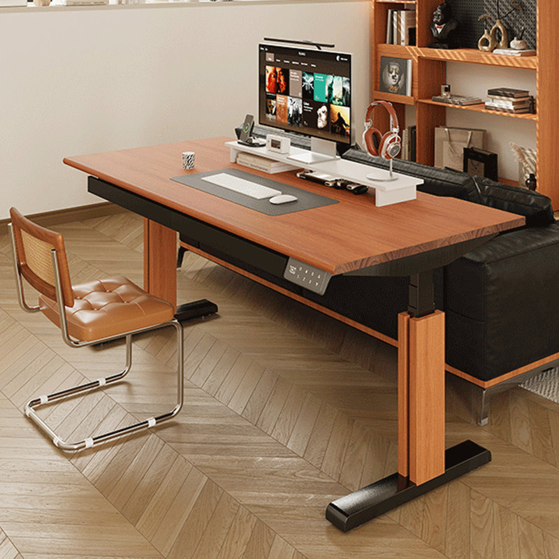 Bureau électrique en bois massif à hauteur réglable avec tiroirs, H 24,41 po x l 59,06 po x P 29,53 po