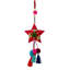 Ornement de Noël en forme d'étoile de Bohème rouge 9,5 "avec pompon