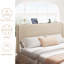 Lit plateforme très grand beige avec station de charge sans effort et sans tracas - assemblage tête de lit avec rangement à 2 ports, sans sommier requis