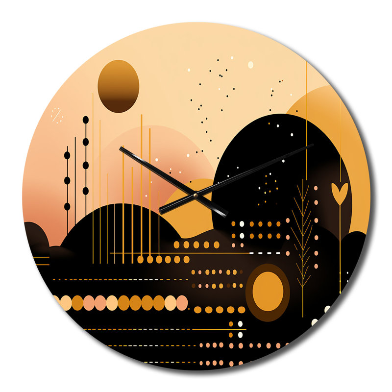 Pleine lune City Minimalismin Retro III - Horloge murale moderne géométrique, Moyenne