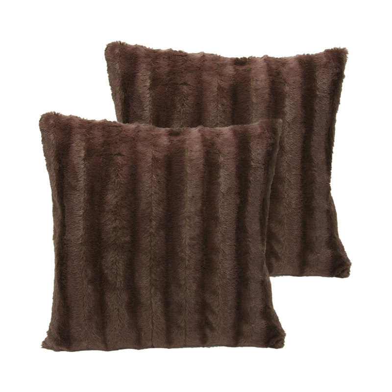 Chocolate Faux Fur 20" x 20" Throw Pillow Cover