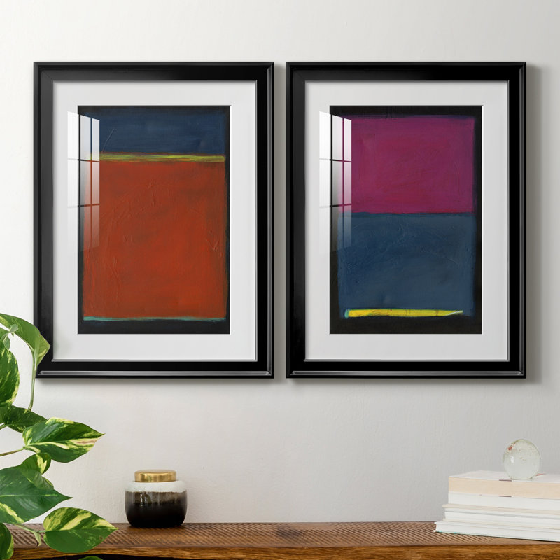 Contemplation I - ensemble de 2 impressions encadrées, H 30,5 po x l 22,5 po x P 1,25 po, Cadre noir