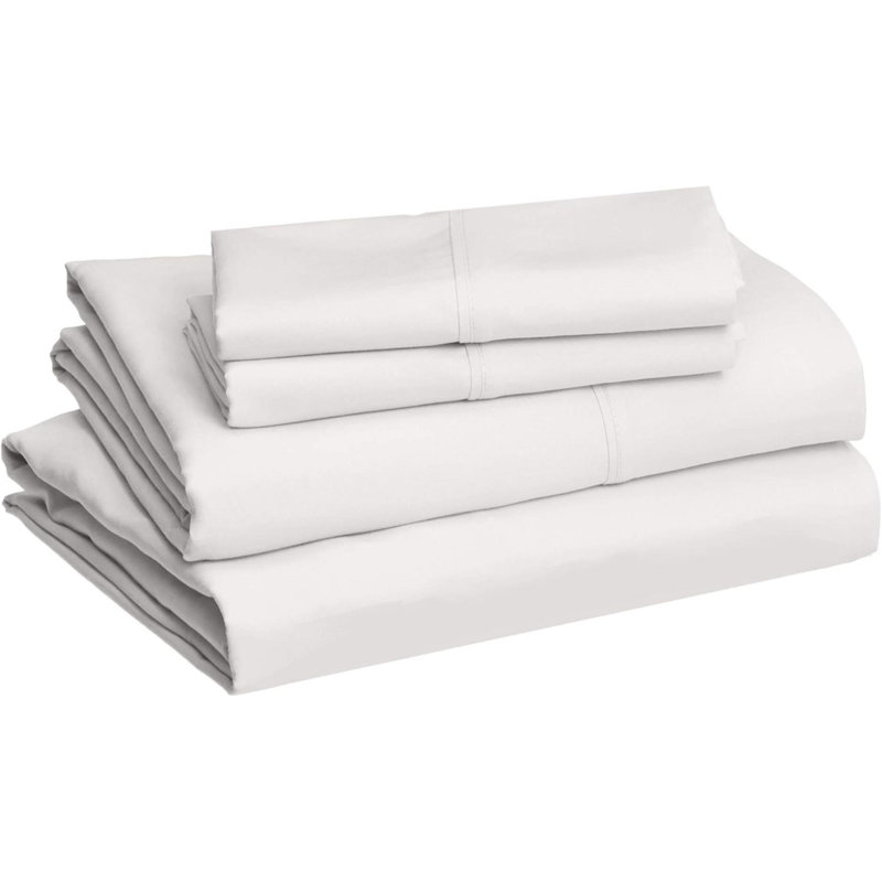 Ensemble de draps 4 pièces en microfibre légère, ultra douce, infroissable et respirante avec poches profondes, Whiite