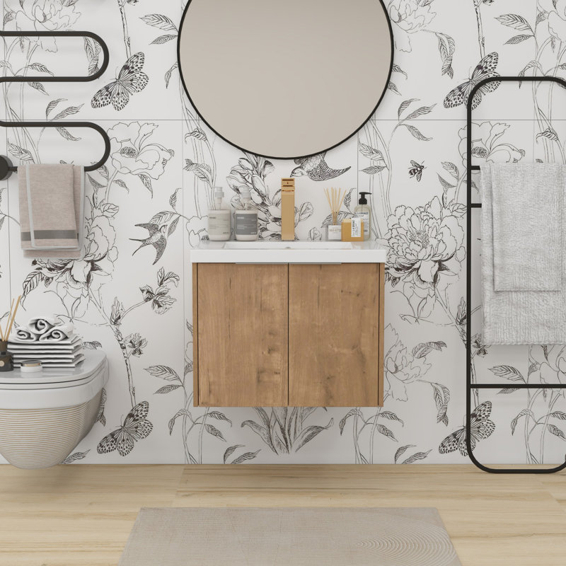 Meuble-lavabo de salle de bain avec lavabo en résine, 24"