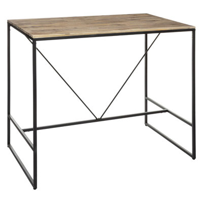 Teddy Acacia Solid Wood Top Metal Base Dining Table