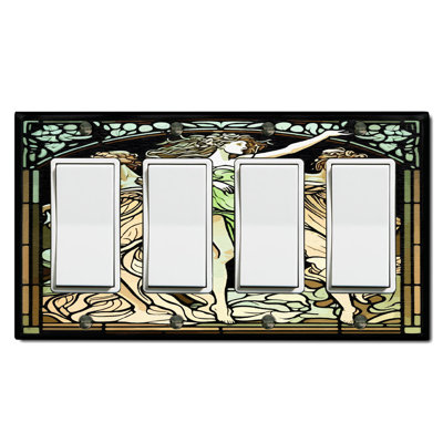 Nature Themed 4 - Gang Rocker Standard Wall Plate