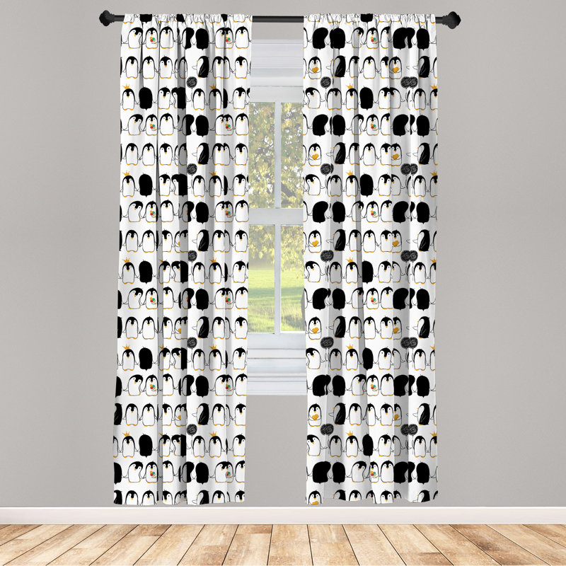 Penguins Semi-Sheer Rod Pocket Curtain Panels, 28" x 84"