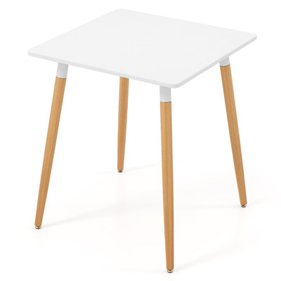 Square Dining Table Farmhouse Minimalist Dinner Table w/ Sturdy Metal Legs by George Oliver