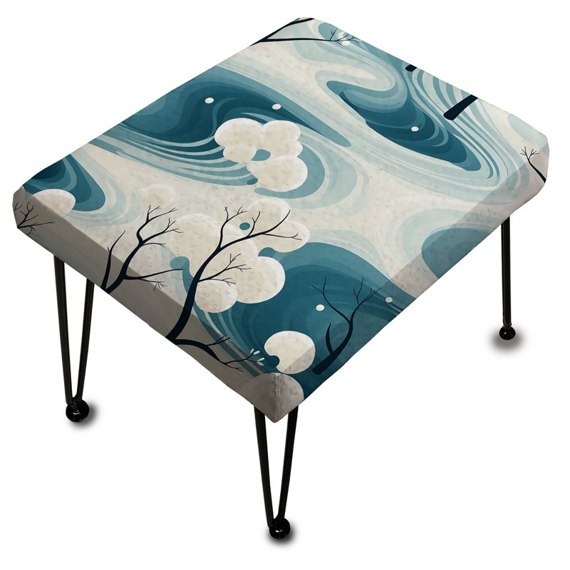 White Tranquil Mindset Landscape Zen - Botanical Rectangle Ottoman
