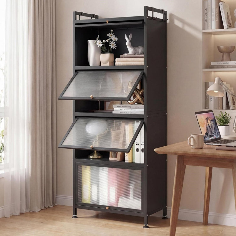 5-Tier Kitchen Baker's Rack with Flip-up PC Doors & Wheels