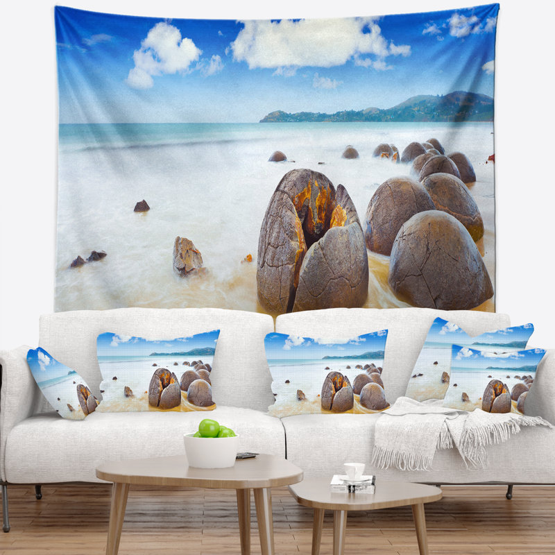 Midday moeraki boulders tapisserie Seashore, H 50 po x l 60 po