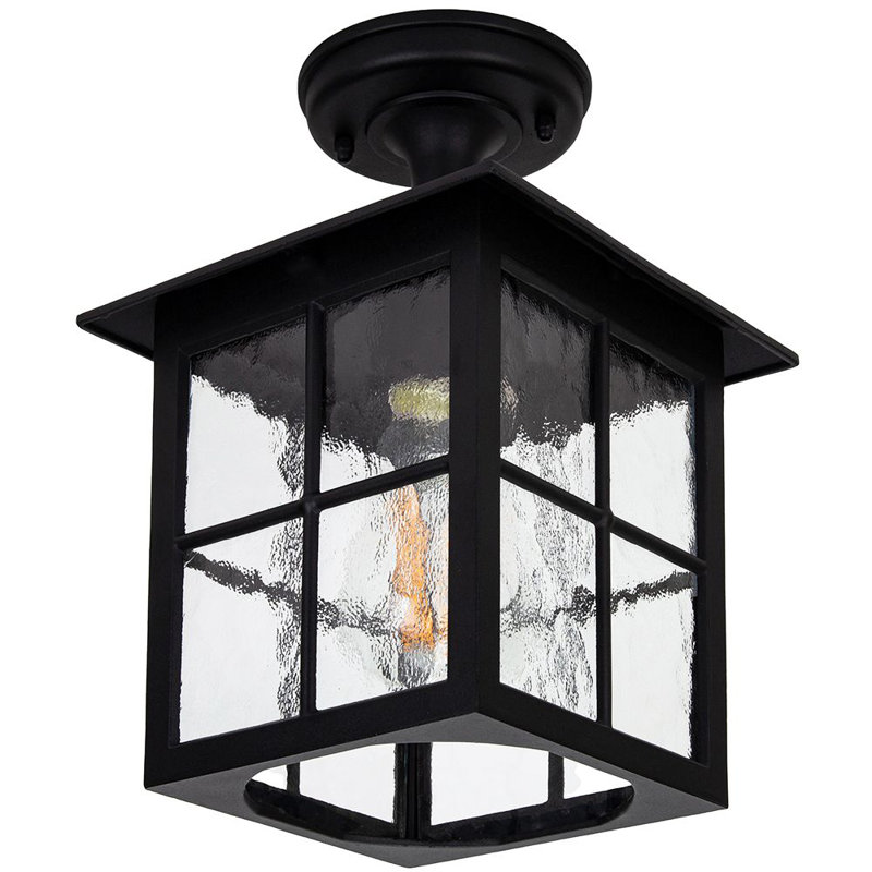 Corrie Black 1 - Bulb Outdoor Semi Flush Mount