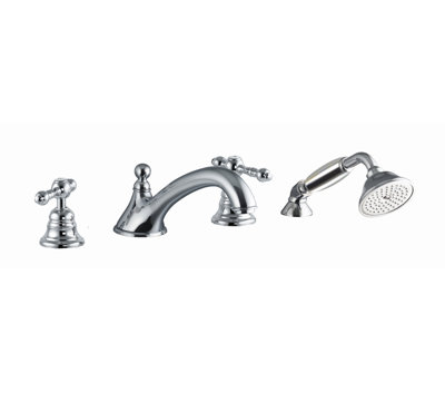 Garniture de robinet de baignoire romaine à deux poignées avec inverseur et douchette Epoque