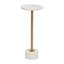 Table d'appoint décorative ronde en métal avec plateau en marbre et base piédestal pour le salon - Table d'appoint moderne pour table de bout étroite et étroite - Blanc et or-781131953