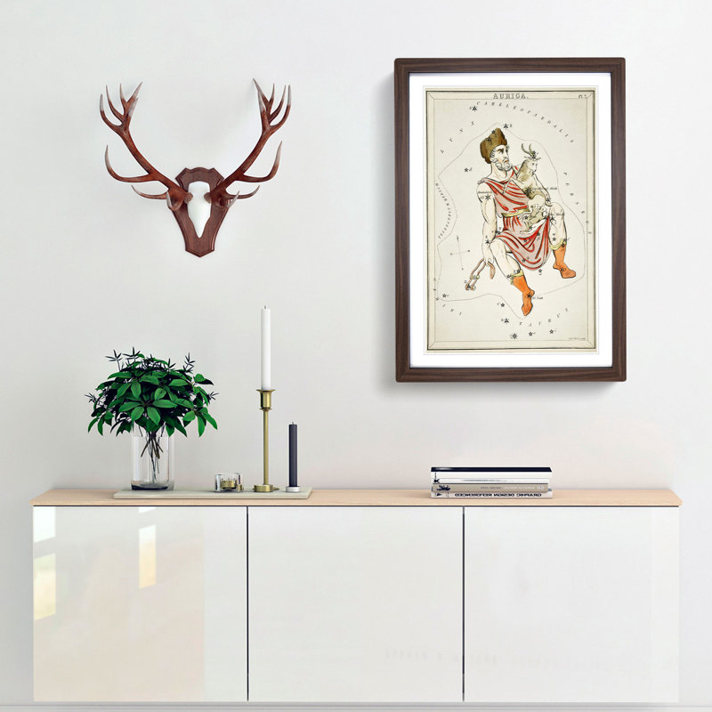 Astronomical Chart Of The Auriga Constellation - Single Picture Frame Painting, Walnut, 63cm H x 45cm W x 2cm D