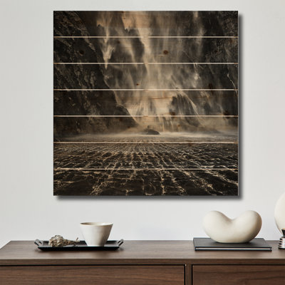 Reproduction d'art mural en bois - Chutes de Stirling, Milford Sound, île du Sud, Nouvelle-Zélande par Yanhang