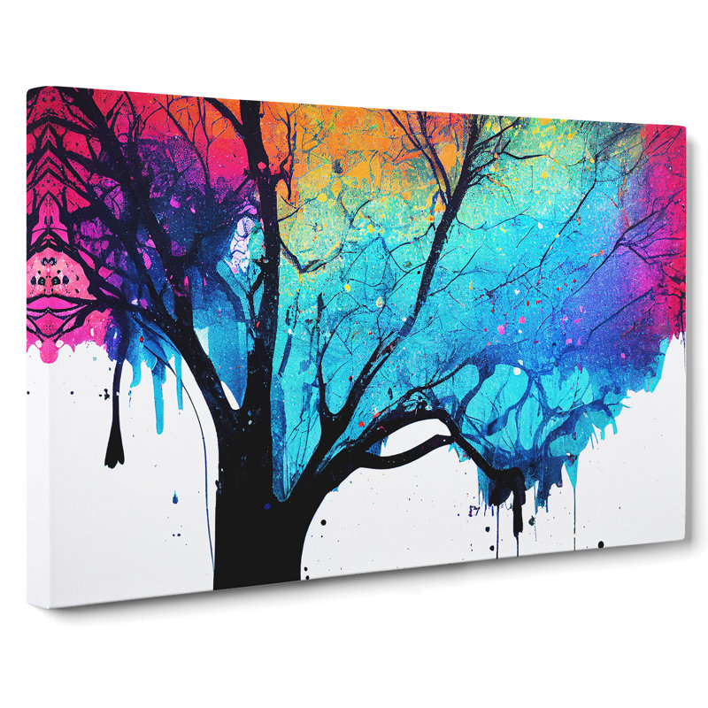 Tree Paint Splatter Abstract - Wrapped Canvas, 35cm H x 50cm W x 3cm D