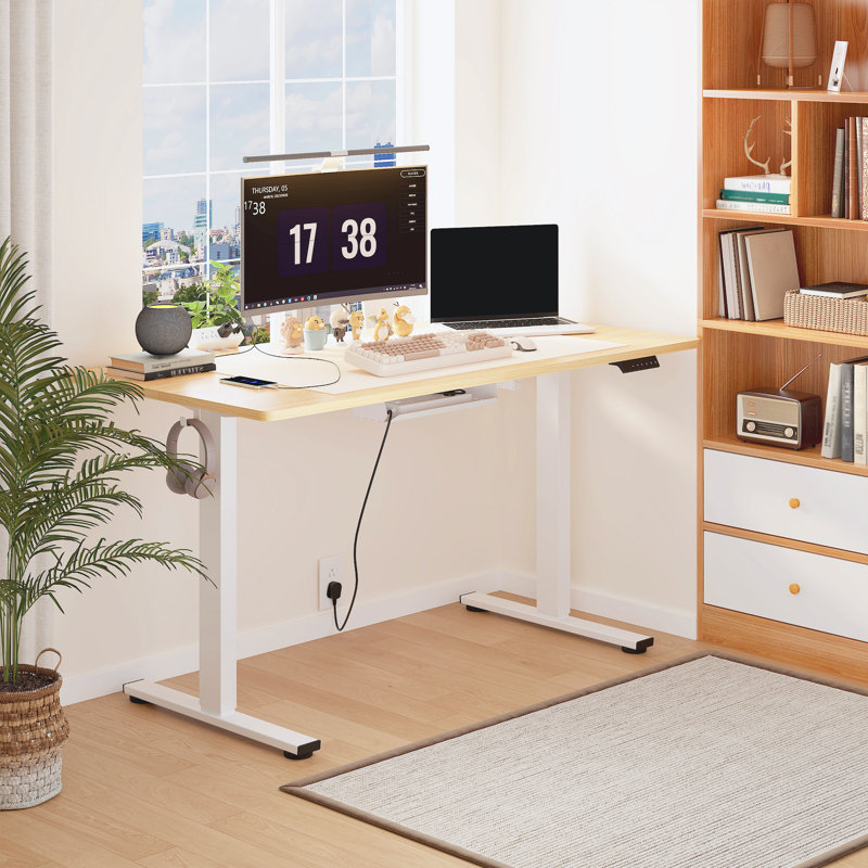 Adjustable Standing Desk, Whole-Piece Desktop, Black, 60" W x 24" D