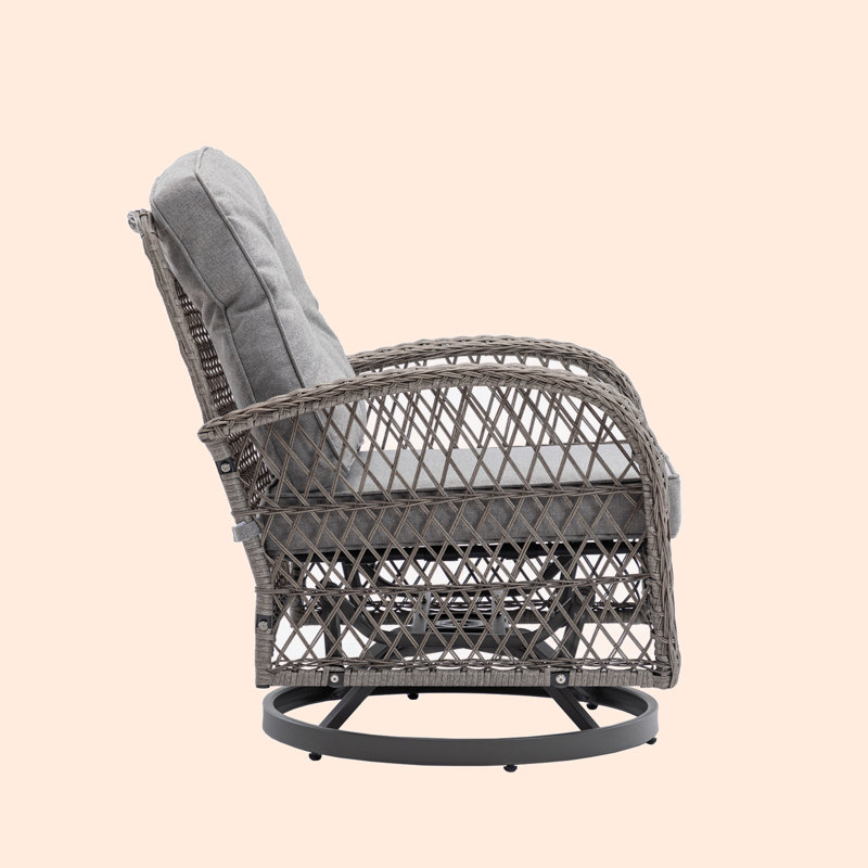 Chaise de patio avec coussins et repose-pieds, gris