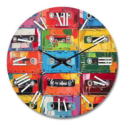 Cassette Tapes Retro Rhythms V - Music White Face Wall Clock