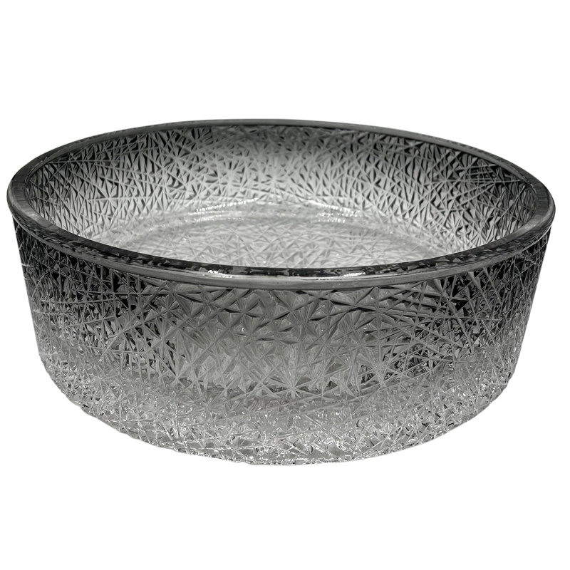 16'' Round Textured Clear Glass Vessel Sink
