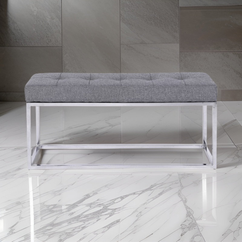 Chepstow Upholstered Bench, Silver