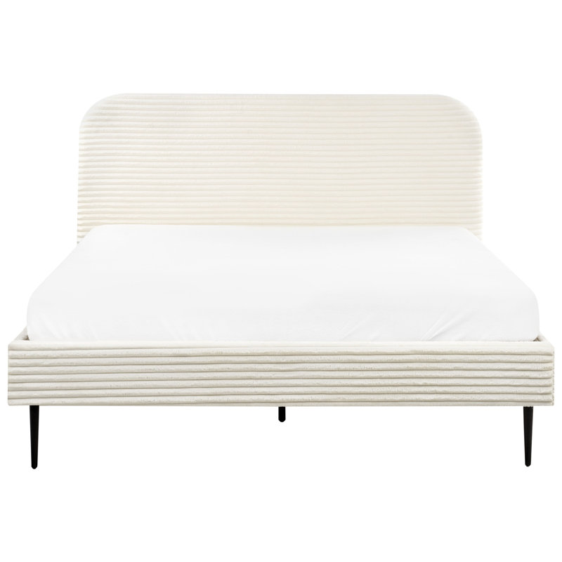Bed Corduroy Fieldsboro, European Kingsize (160 x 200 cm), White