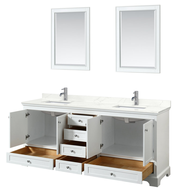 Deborah 80'' Double Bathroom Vanity with Quartz Top, Giotto Quartz, Dark Gray, Polished Chrome