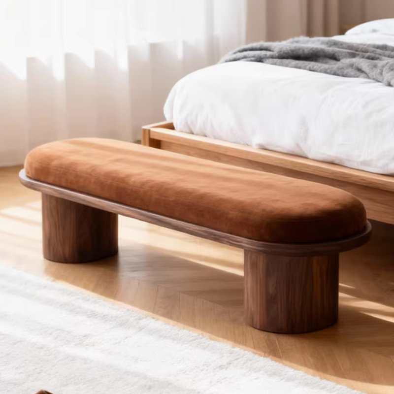 Banc rembourré caramel, Caramel