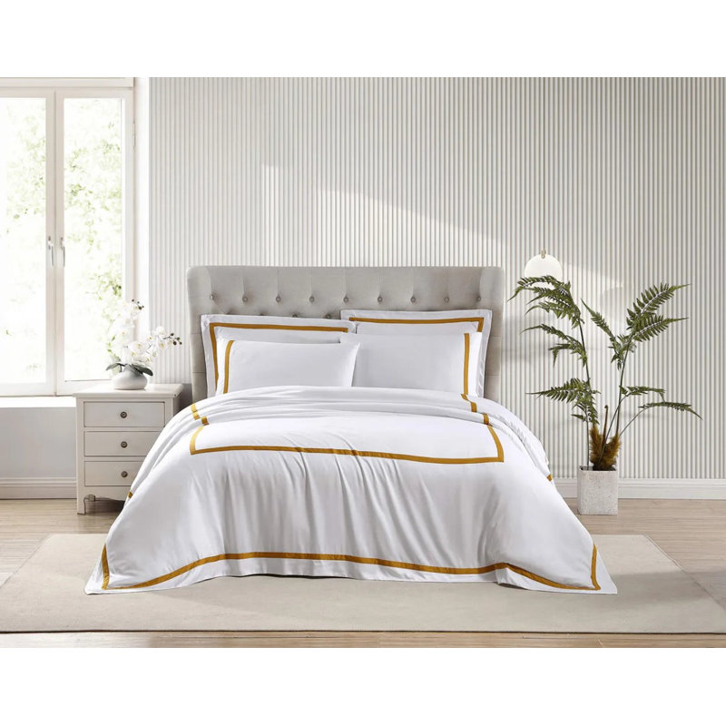 Frame Duvet Cover, Full Duvet Cover, White/Gold