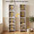 4-Tier Folding Stackable Storage Cabinet, 168 QT Narrow Plastic Storage Organizer with Magnetic Doors, Adjustable Shelves and Wheels-129060515