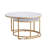 Nesting Coffee Table Set of 2, Round Coffee Table, Nesting Tables for Small Place, Vintage End Side Tables Night Stand with Metal Frame, for Living Room, Bedroom, Office (White & Gold)-1319467409