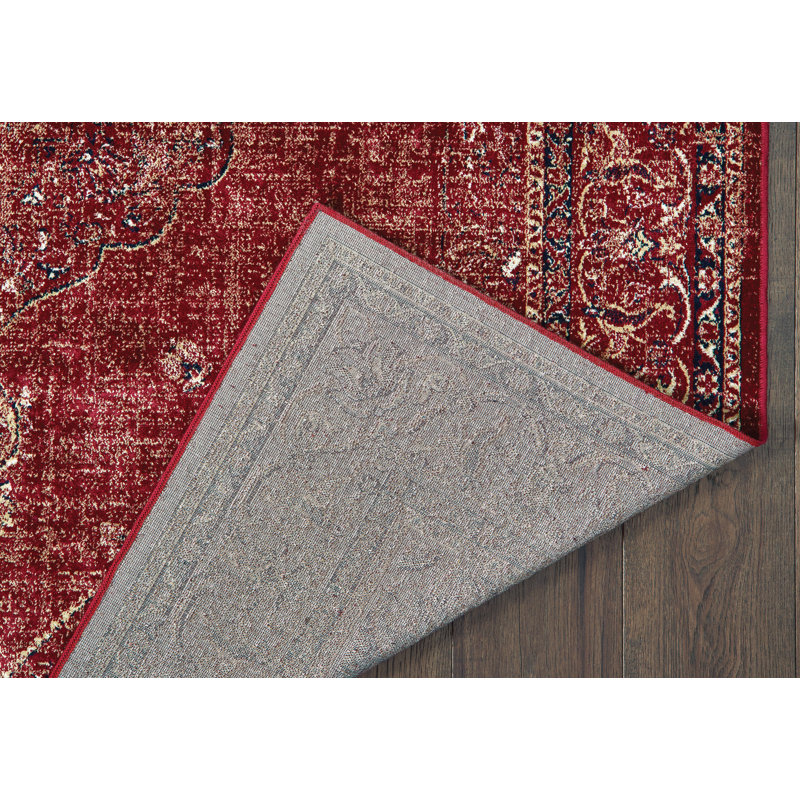 Tapis rouge en coton Hudson Oaks, Rectangle 2 pi 7 po x 13 pi 1 po