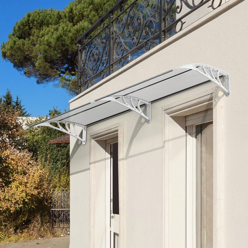 17 Stories 190cm W x 98.5cm D Polycarbonate Cover Retractable Door / Window Awning, White