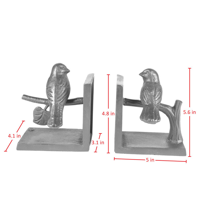 Handmade Iron Birds on Branch Bookends