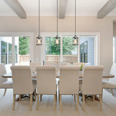 Luminaire suspendu industriel pour îlot de cuisine, mini luminaire suspendu cage rustique, luminaire suspendu de style campagnard avec gris argenté réglable pour la salle à manger, le couloir, le vestibule, la chambre à coucher