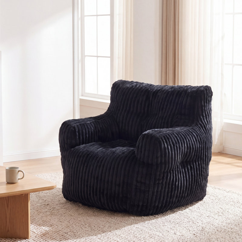 Corduroy Bean Bag Chair, Black