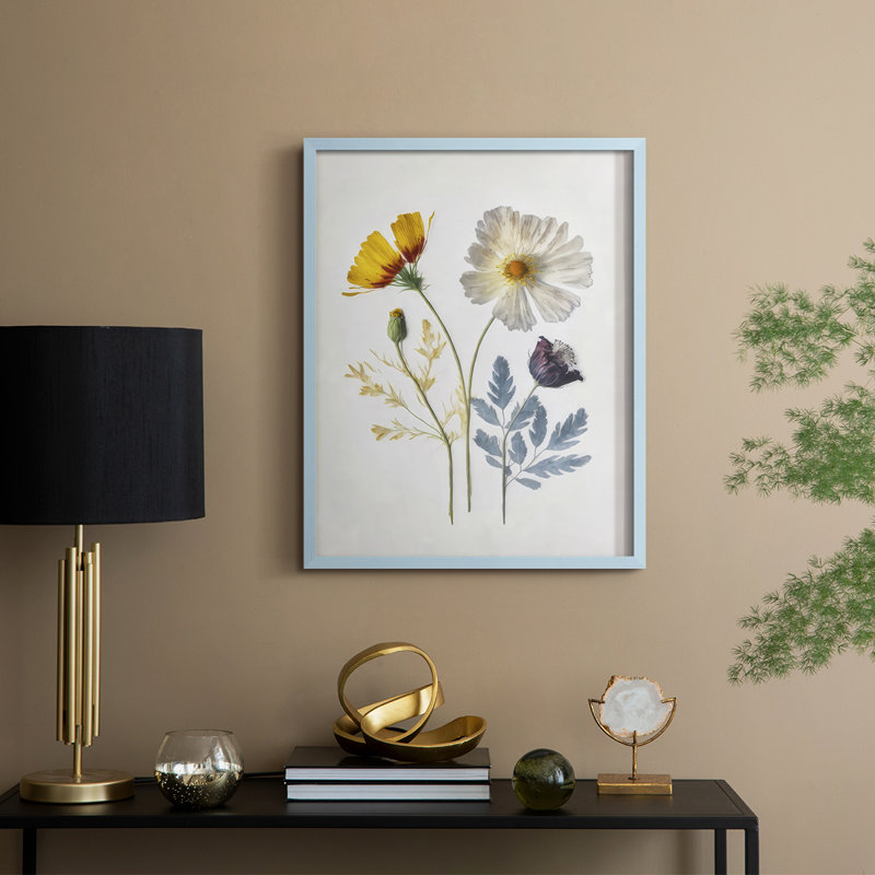 Pressed Flower Memories II, reproduction encadrée - bois massif, H 15 po x l 12 po, Bleu