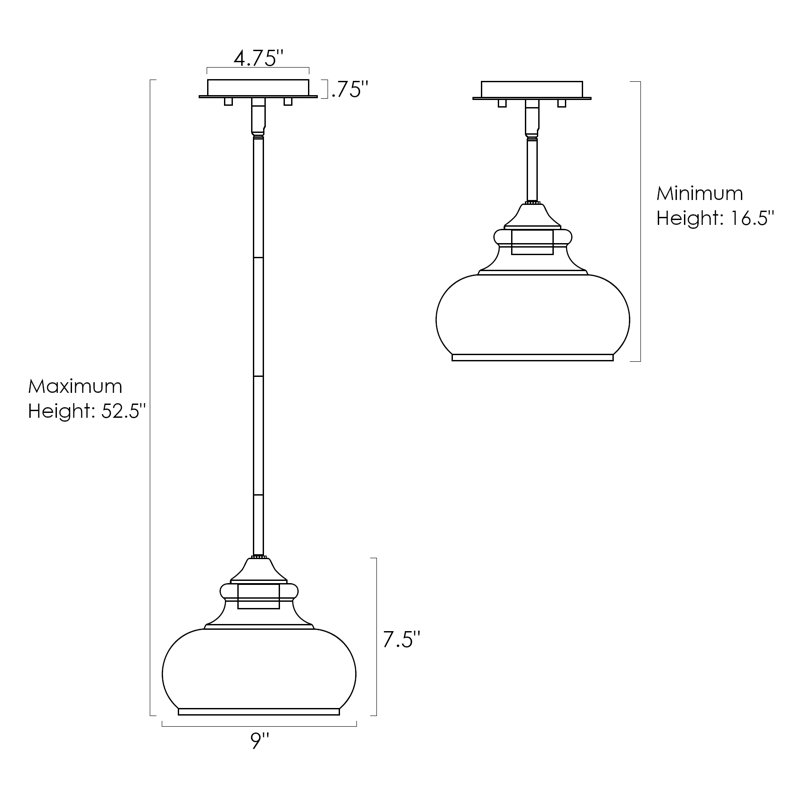 Luminaire suspendu en forme de cloche à 1 lumière Defazio