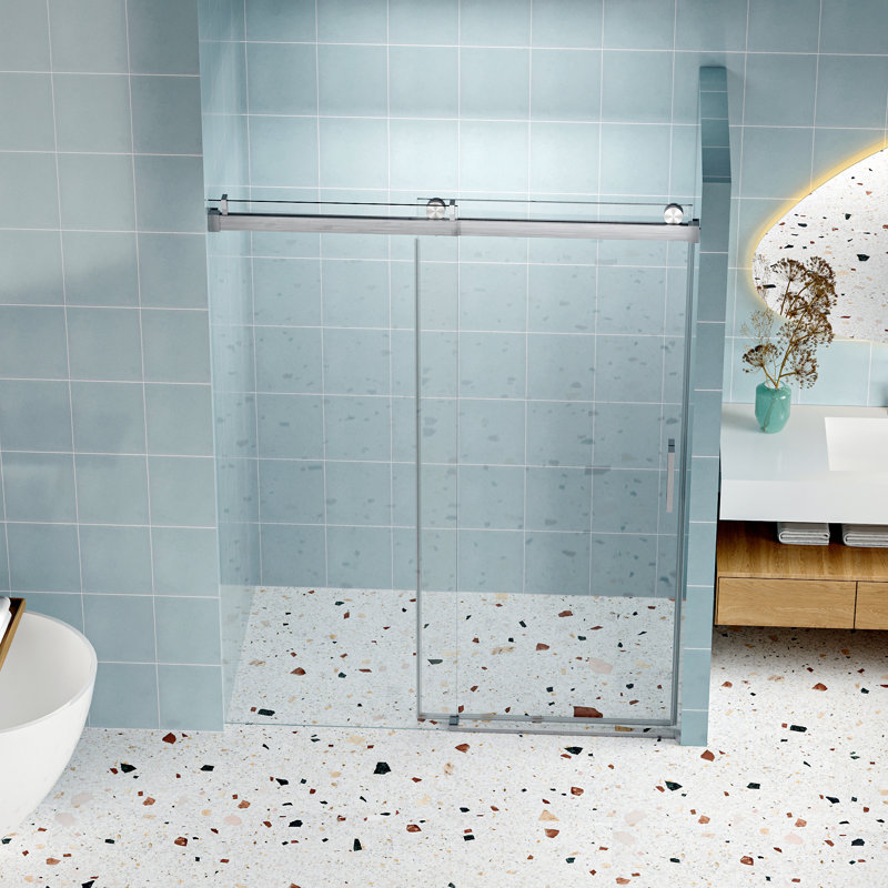 Porte de douche sans cadre à fermeture douce et coulissante
