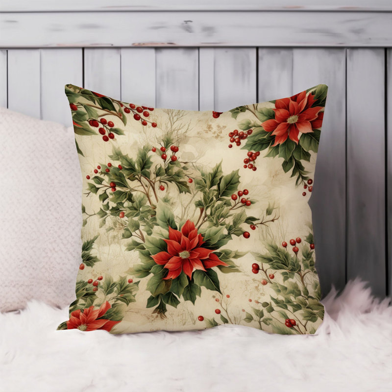 Floral Christmas Floral Pattern Flowers Classical, 18" x 18"